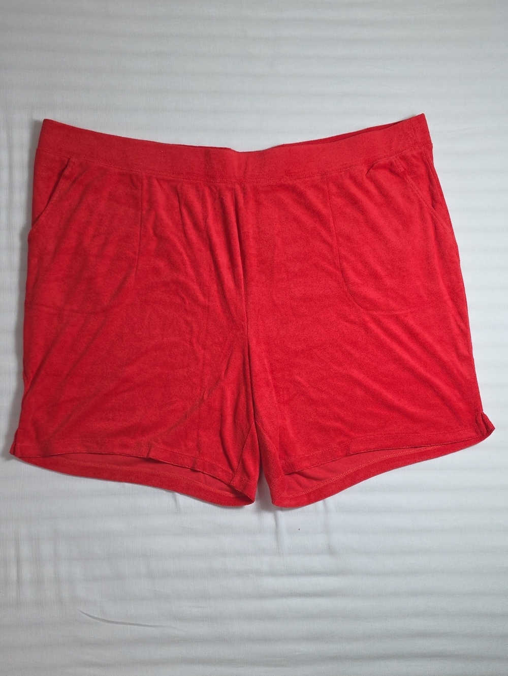 D&Co. Beach Red Terry Cloth Pull On Shorts Plus Size 3X Pockets Loungewear